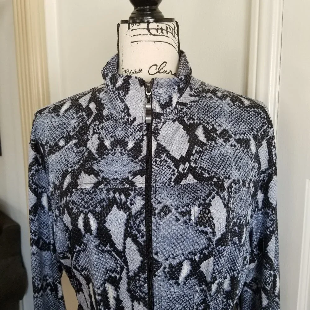Chico's Snakeskin Pattern Zip Jacket with Tie
